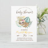 かわいい寝ているスロー,ストライプのベビーシャワー 招待状 (スタンド正面)