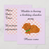 かわいい寝ている子猫との誕生日スリープパーティー 招待状 (正面/裏面)