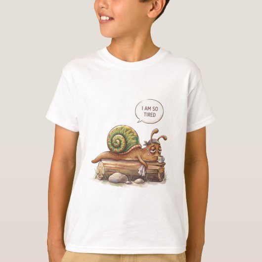 かわいい寝てるカタツムリ Tシャツ (正面)