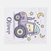 かわいい寝てるトラクター フリースブランケット (正面(横))