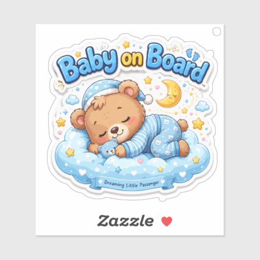 かわいい寝るクマのベビー・オン・ボード シール (シート)