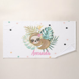 かわいい寝るナマケモノ、星、プリンセス バスタオルセット