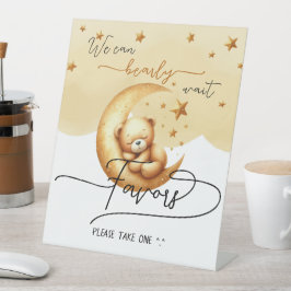 かわいい寝熊の月の赤ちゃんシャワーの好意 台座サイン