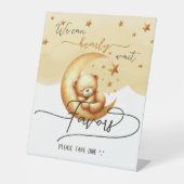 かわいい寝熊の月の赤ちゃんシャワーの好意 台座サイン (正面)