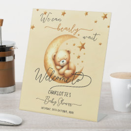 かわいい寝熊オンムーンベビーシャワーへようこそ 台座サイン