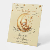 かわいい寝熊オンムーンベビーシャワーへようこそ 台座サイン (正面)