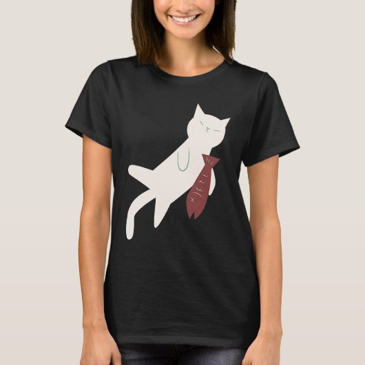 かわいい寝猫と魚 Tシャツ (正面)