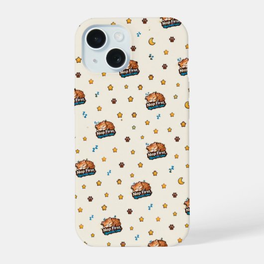 かわいい寝猫の「眠りが先」スマホケース iPhone 15ケース (裏面)