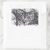 かわいい寝猫スケッチ 長方形シール (バッグ)
