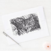 かわいい寝猫スケッチ 長方形シール (封筒)
