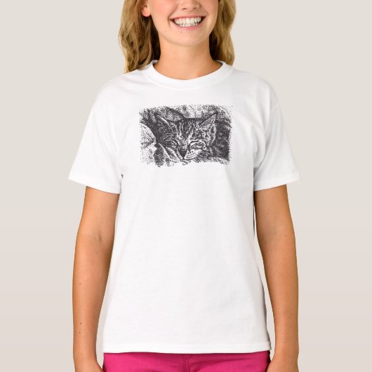 かわいい寝猫スケッチ Tシャツ (正面)