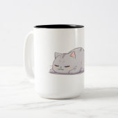 かわいい寝猫デザイン ツートーンマグカップ (正面左)