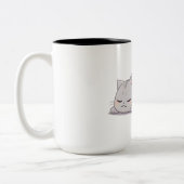 かわいい寝猫デザイン ツートーンマグカップ (左)