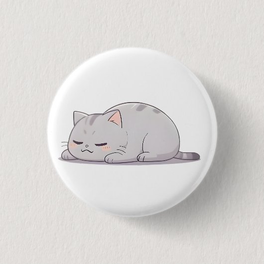 かわいい寝猫デザイン 缶バッジ (正面)