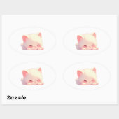 かわいい寝猫楕円ステッカー 楕円形シール (シート)