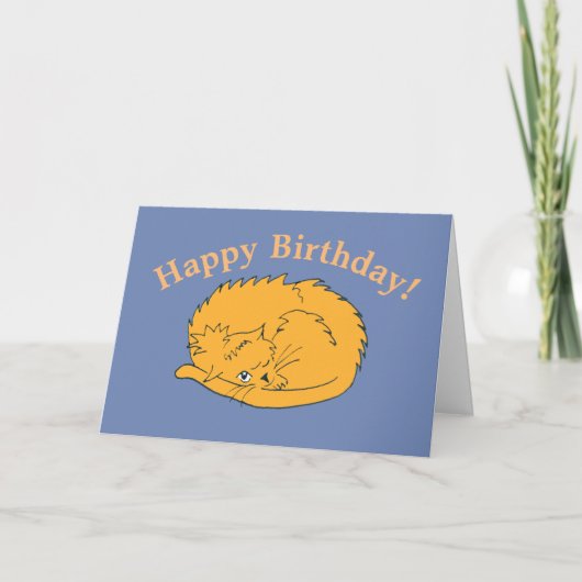 かわいい寝猫誕生日 カード (正面)