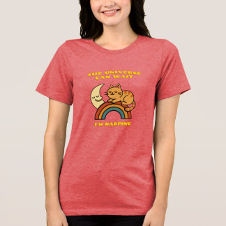 かわいい寝猫 – 眠っている間に宇宙は待っててね トライブレンドTシャツ