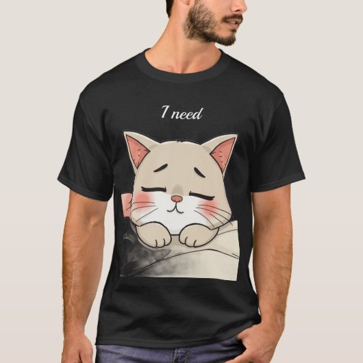 かわいい寝猫 私は眠い カワイイアート Tシャツ (正面)