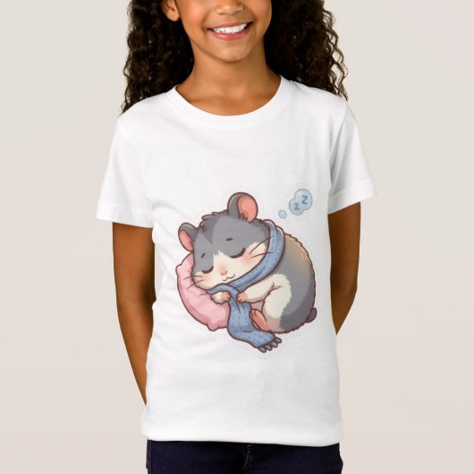 かわいい寝顔ちびハムスターパステル子供Tシャツ Tシャツ (正面)
