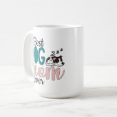 かわいい寝顔のぶち犬と「Best dog mom ever」 コーヒーマグカップ (正面左)