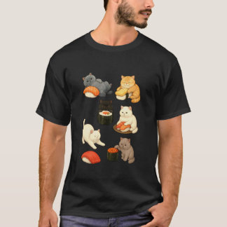 かわいい寿司と遊ぶブリティッシュショートヘア Tシャツ