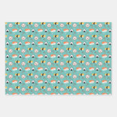 かわいい寿司と餃子のラッピング紙 – 青 ラッピングペーパーシート (正面3)