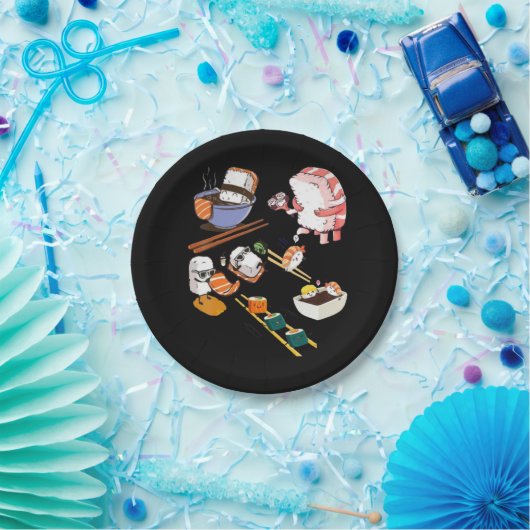 かわいい寿司アニメかわいいオタクマンガセット日本のF ペーパープレート (パーティー)