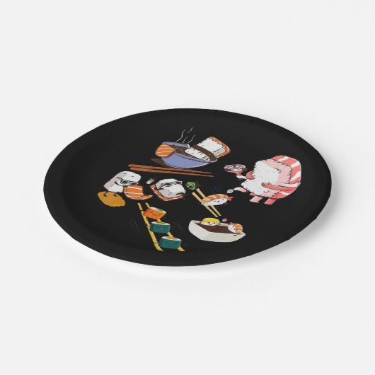 かわいい寿司アニメかわいいオタクマンガセット日本のF ペーパープレート (アングル)