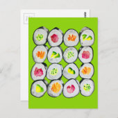 かわいい寿司イラストレーションアート ポストカード (正面/裏面)
