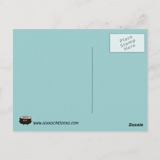 かわいい寿司キャラクター |かわいいすしパターン(の模様が)ある ポストカード (裏面)