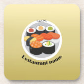 かわいい寿司ジャパン食べ物のグラデーションパーソナライズされた名 コースター (正面)
