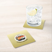 かわいい寿司ジャパン食べ物のグラデーションパーソナライズされた名 スクエアペーパーコースター (インサイチュ)