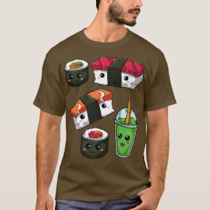 かわいい寿司ハグサーモン巻きアニメ日本のマンガTe Tシャツ