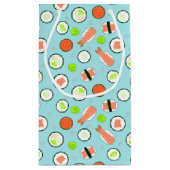 かわいい寿司パターン青 スモールペーパーバッグ (裏面)