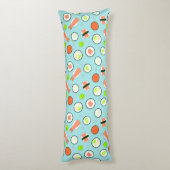 かわいい寿司パターン青 ボディピロー (裏面 (縦))