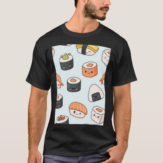 かわいい寿司パターン Tシャツ (正面)