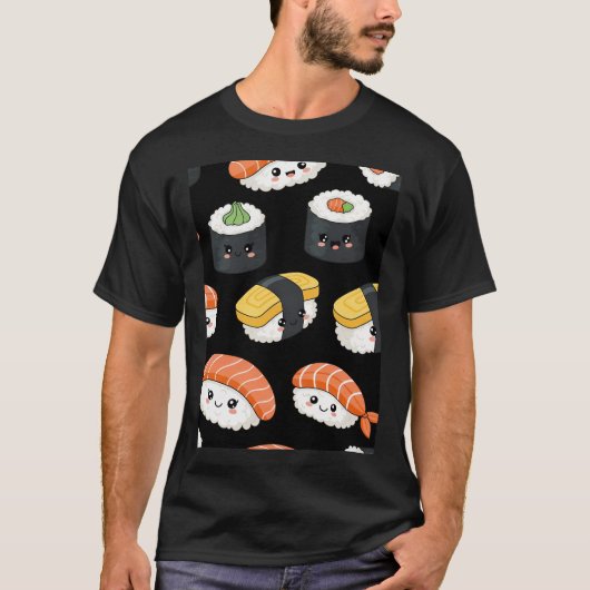 かわいい寿司パターン Tシャツ (正面)