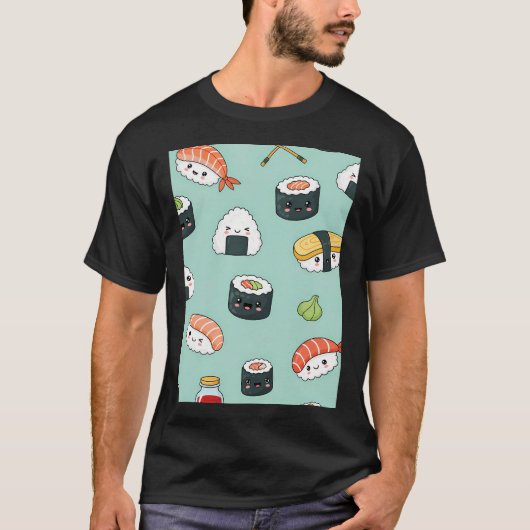 かわいい寿司パターン Tシャツ (正面)