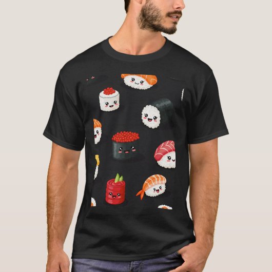 かわいい寿司パターン Tシャツ (正面)