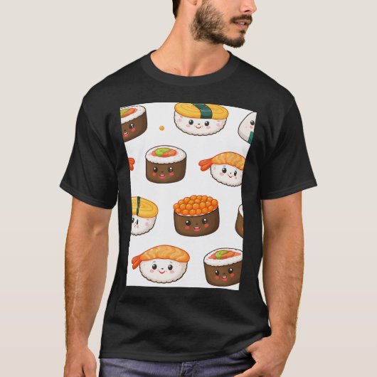 かわいい寿司パターン Tシャツ (正面)