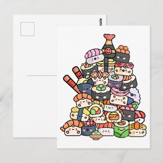 かわいい寿司塔 ポストカード (正面/裏面)