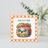 かわいい寿司好きのパーティー 招待状 (スタンド正面)