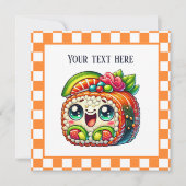 かわいい寿司好きのパーティー 招待状 (正面)