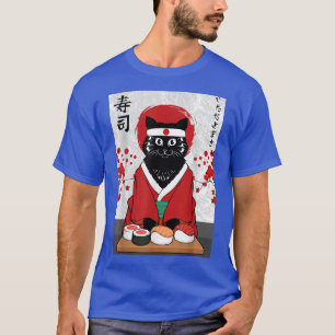 かわいい寿司屋キャットサムライ子猫ジャパン日本の Tシャツ