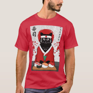 かわいい寿司屋キャットサムライ子猫ジャパン日本の Tシャツ