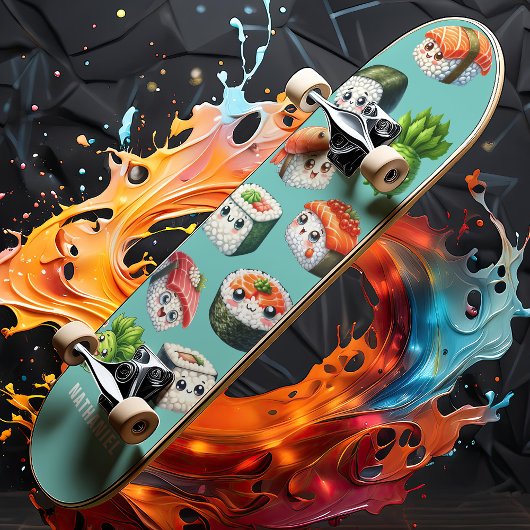 かわいい寿司握りわさび転が巻き スケートボード