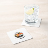 かわいい寿司日本ミニマル食パーソナライズされた名 スクエアペーパーコースター (インサイチュ)