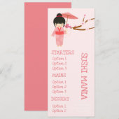 かわいい寿司日本食レストランのディナーメニュー メニュー (正面/裏面)