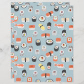 かわいい寿司柄の両面スクラップブック紙 (正面/裏面)