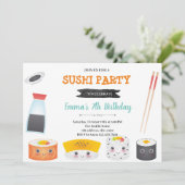かわいい寿司誕生パーティーの招待 招待状 (スタンド正面)